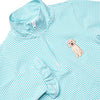 Puppy Embroidered Ruffle Pullover, Mint Stripe
