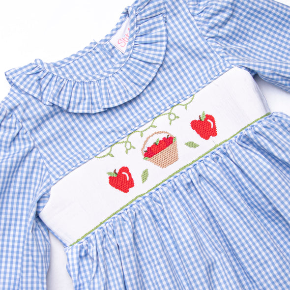 Outstanding Orchard Smocked Dress, Blue Check