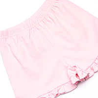 Football Pima Embroidered Ruffle Short Set, Pink