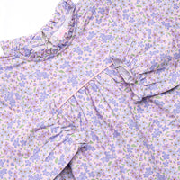 Purple Petals Ruffle Neck Legging Set, Purple