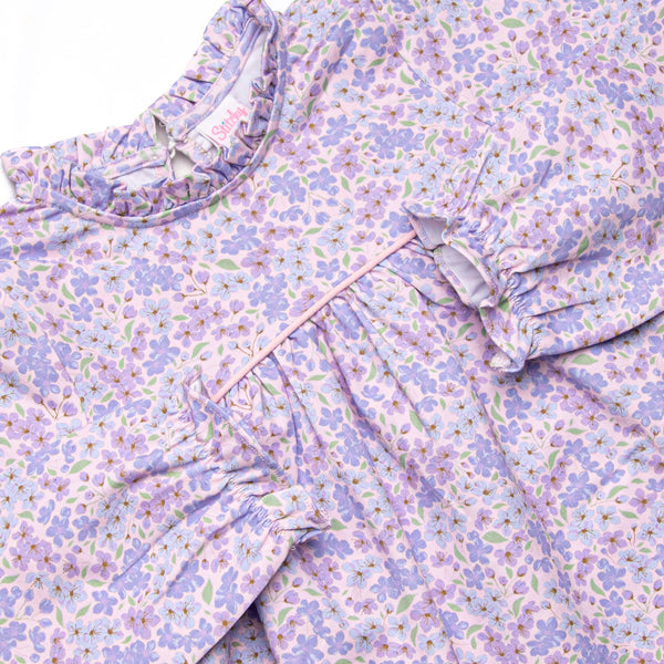 Purple Petals Ruffle Neck Legging Set, Purple