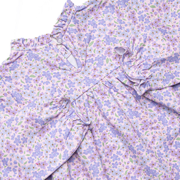 Purple Petals Ruffle Neck Legging Set, Purple