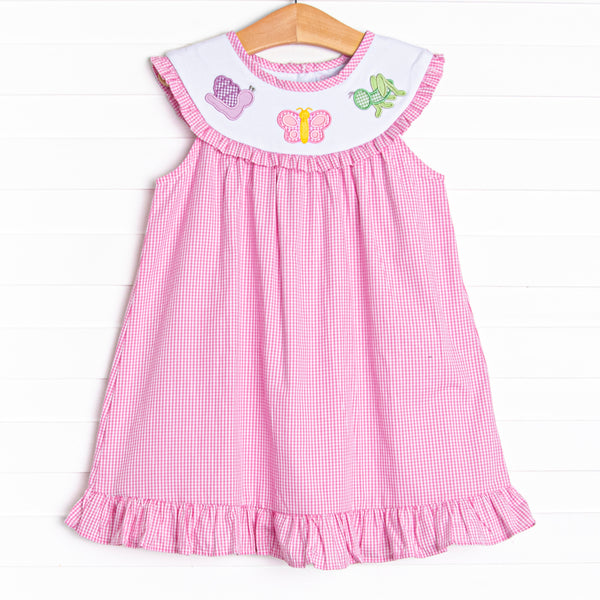 Flowerbed Friends Applique Dress, Pink