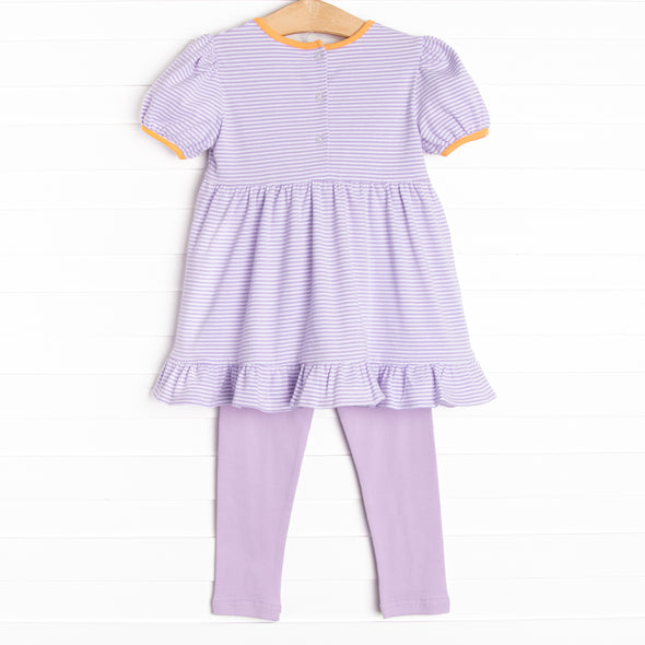 Scaredy Cat Applique Legging Set, Purple