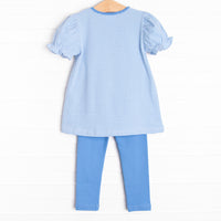 Pippa Piper Applique Legging Set, Blue