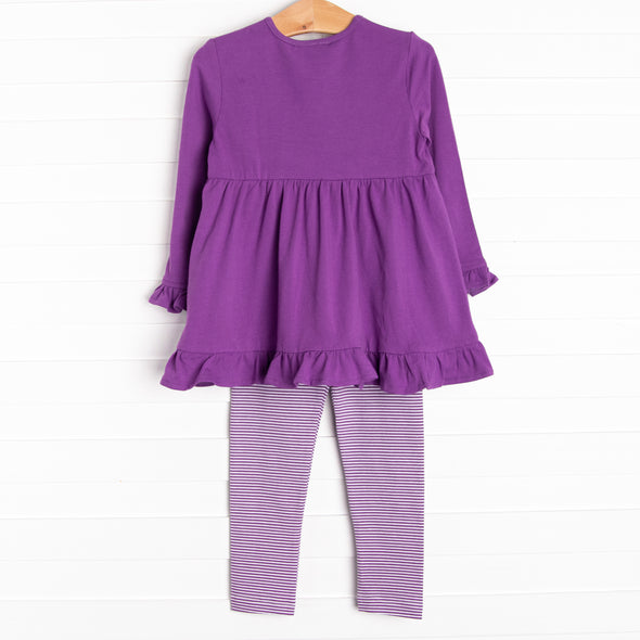 Ghoul Friend Applique Legging Set, Purple