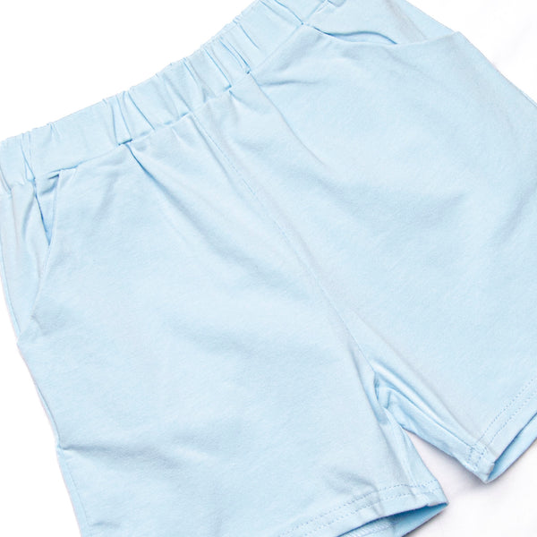 Blue Sea Stinger Applique Short Set, Blue