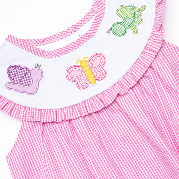 Flowerbed Friends Applique Dress, Pink