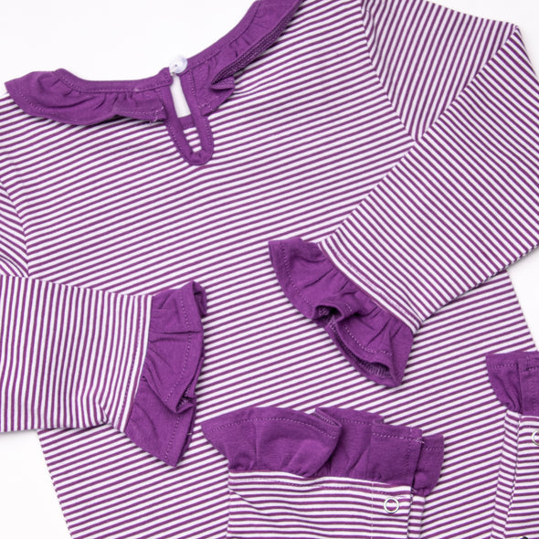 Ghoul Friend Applique Ruffle Romper, Purple