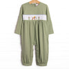 Fishing Hole Friend Smocked Romper, Green