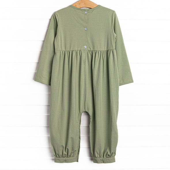 Fishing Hole Friend Smocked Romper, Green