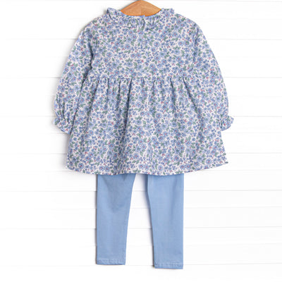 Blossom in Blue Ruffle Legging Set, Blue