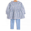 Blossom in Blue Ruffle Legging Set, Blue