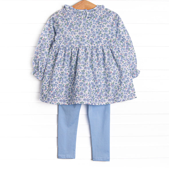 Blossom in Blue Ruffle Legging Set, Blue