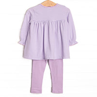 Puurfect Petals Applique Legging Set, Purple