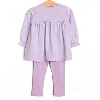 Puurfect Petals Applique Legging Set, Purple