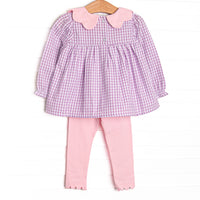 Poised in Purple Scalloped Collar Legging Set, Purple