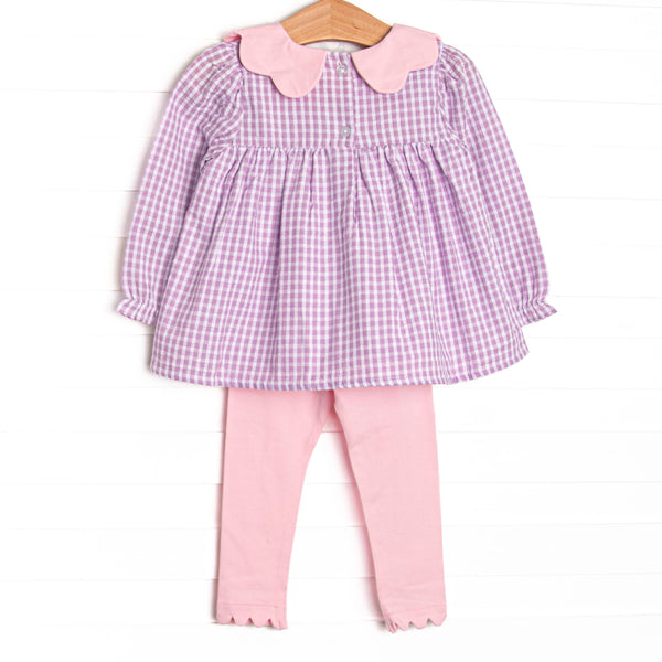 Poised in Purple Scalloped Collar Legging Set, Purple