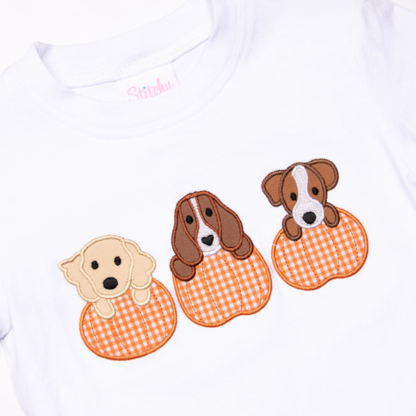 Halloween Hounds Applique Top, White