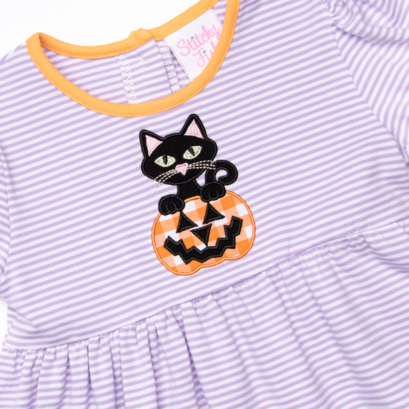 Scaredy Cat Applique Legging Set, Purple