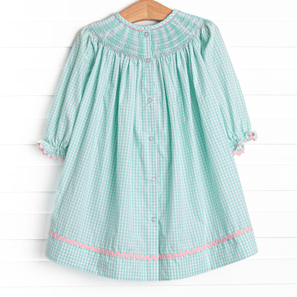 Recital Ready Smocked Bishop Dress, Mint