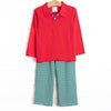 Tinsel and Thyme Pant Set, Red and Green Stripe
