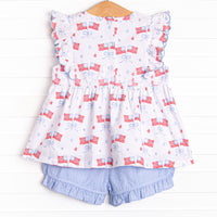 Home of the Brave Ruffle Short Set, Blue