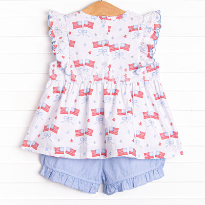 Home of the Brave Ruffle Short Set, Blue