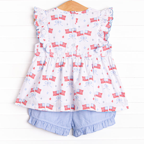 Home of the Brave Ruffle Short Set, Blue