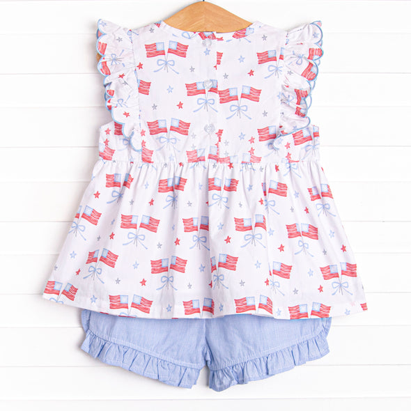 Home of the Brave Ruffle Short Set, Blue