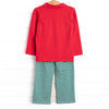 Tinsel and Thyme Pant Set, Red and Green Stripe