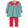 Tinsel and Thyme Legging Set, Red and Green Stripe
