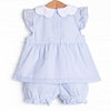 That Floral Feeling Applique Bloomer Set, Blue