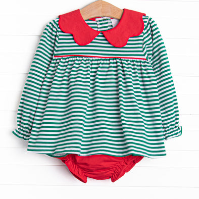 Tinsel and Thyme Diaper Set, Red and Green Stripe