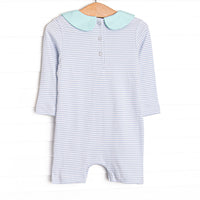 Carter Pima Short Romper, Mint and Light Blue Stripe