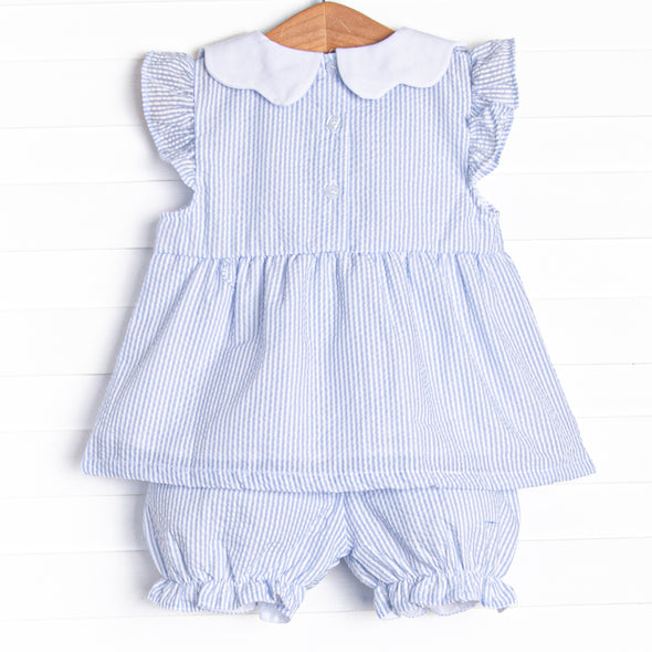 That Floral Feeling Applique Bloomer Set, Blue