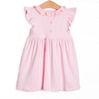 Football Pima Embroidered Dress, Pink