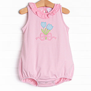 Tied Up Tulips Applique Bubble, Pink