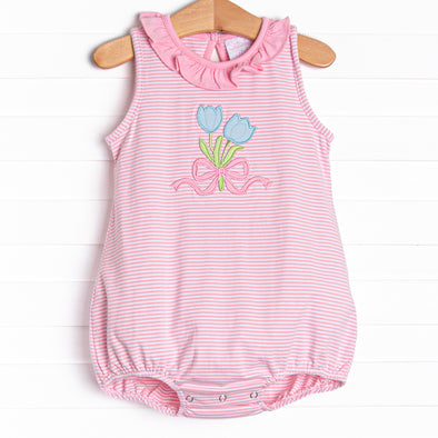 Tied Up Tulips Applique Bubble, Pink