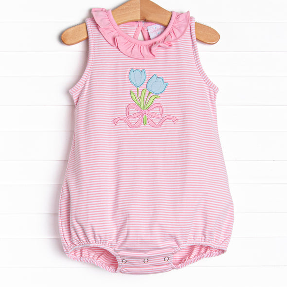 Tied Up Tulips Applique Bubble, Pink