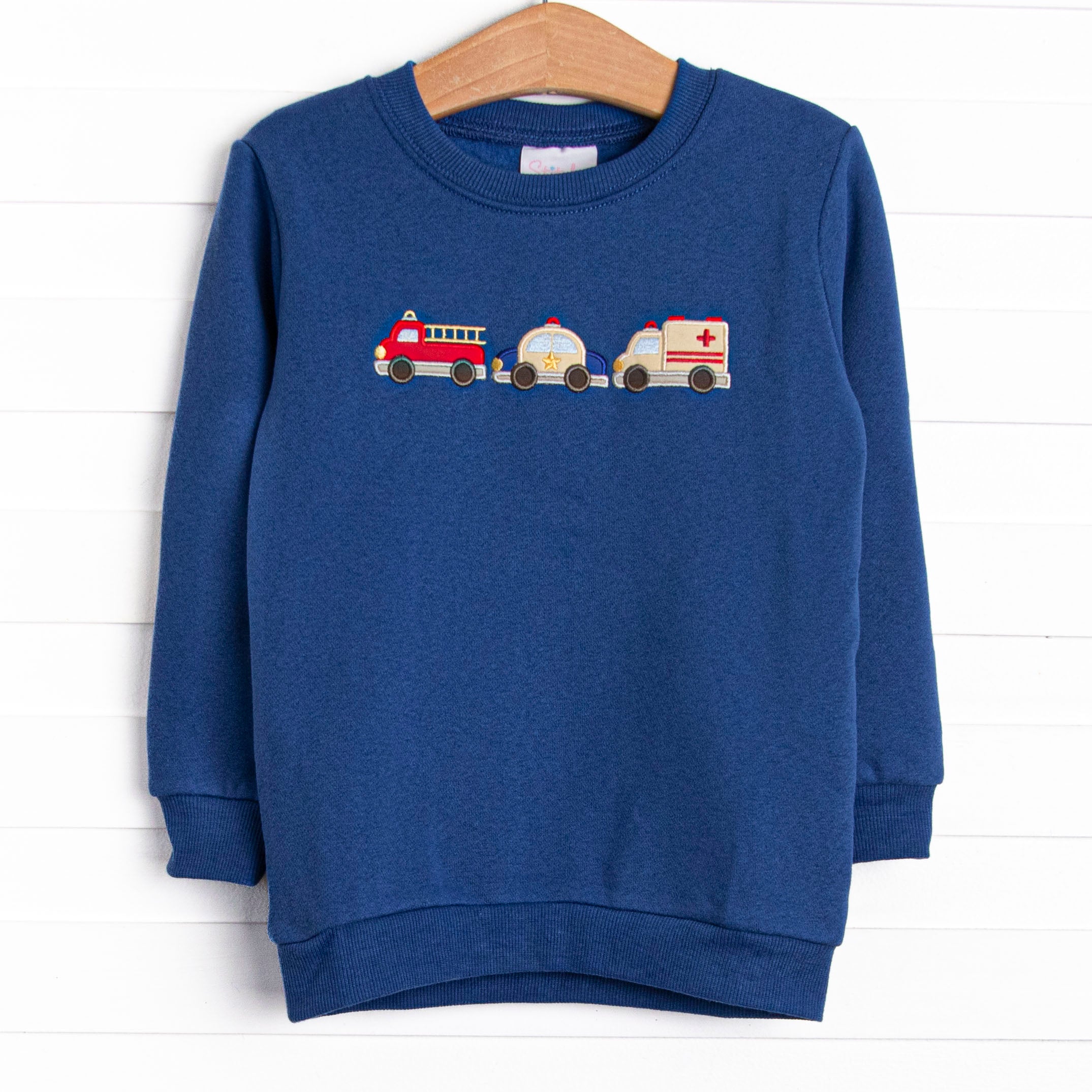 FISH & KIDS パッチワークトレーナー 8-9Y First Responder Rescue Applique Sweatshirt, Blue – Stitchy Fish