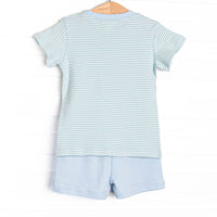 Up In the Sky Pima Embroidered Short Set, Mint