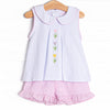 Tulip Tiers Embroidered Ruffle Short Set, Pink