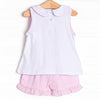 Tulip Tiers Embroidered Ruffle Short Set, Pink