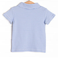 Football Pima Embroidered Polo Top, Blue