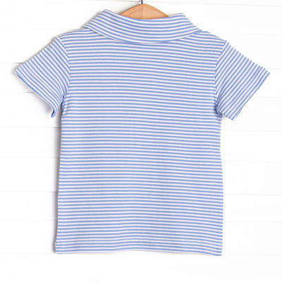 Football Pima Embroidered Polo Top, Blue