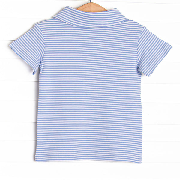 Football Pima Embroidered Polo Top, Blue
