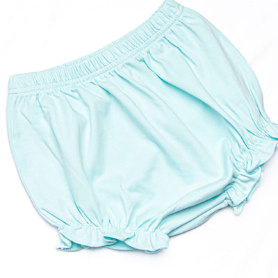Marcella Puff Sleeve Pima Diaper Set, Mint and Light Blue Stripe