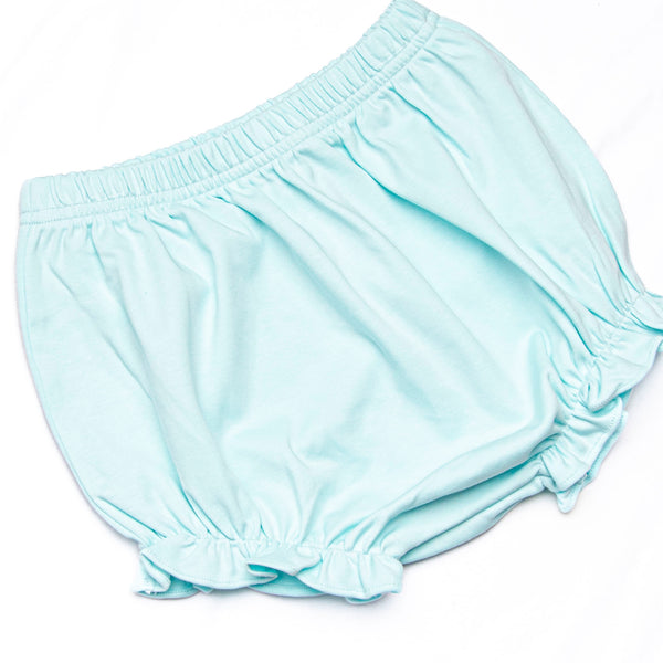Marcella Puff Sleeve Pima Diaper Set, Mint and Light Blue Stripe