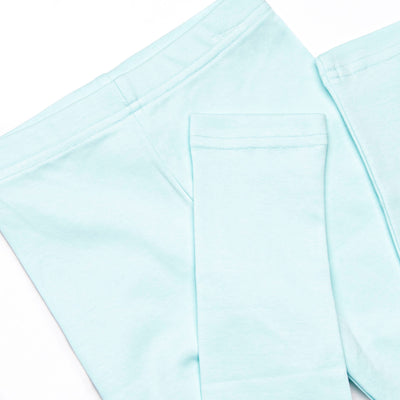 Marcella Puff Sleeve Pima Legging Set, Mint and Light Blue Stripe